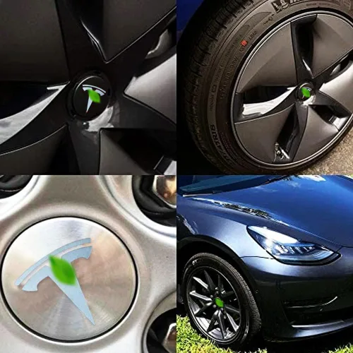 Vista 8 de Adhesivos con emblema T para llanta de rueda de tapa central, 5 piezas, compatibles con el modelo S X 3 Plata