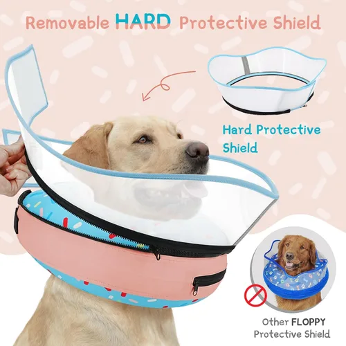 Vista 3 de Supet Collar de Cono Inflable Elevado para Perros para Evitar que se Laman, Alternativa de Cono Suave para Perros Después de Cirugía, Collar de Dona