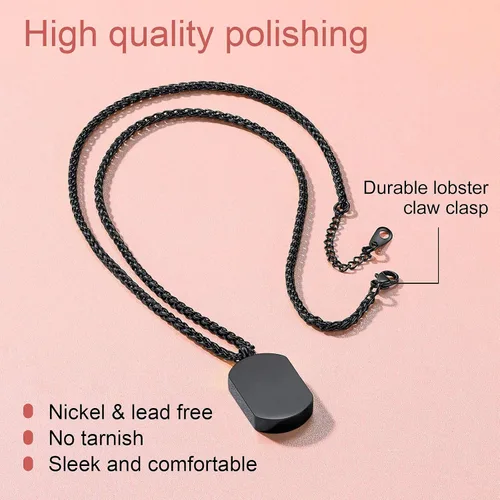 Vista 167 de FindChic Collares personalizados con urna para cenizas, barra vertical, gato, luna, reloj de arena, garra de perro, acero inoxidable, chapado en oro