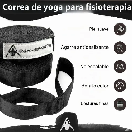 Vista 5 de Correa de estiramiento con bucles para yoga, correa de estiramiento para terapia física, correa de ejercicio no elástica para pilates, danza
