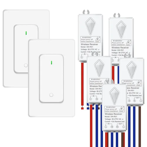 Vista 71 de NineLeaf Interruptor de salida remoto inalámbrico, interruptor de lámpara remoto, interruptor decorativo de enchufe de luz de encendido y apagado