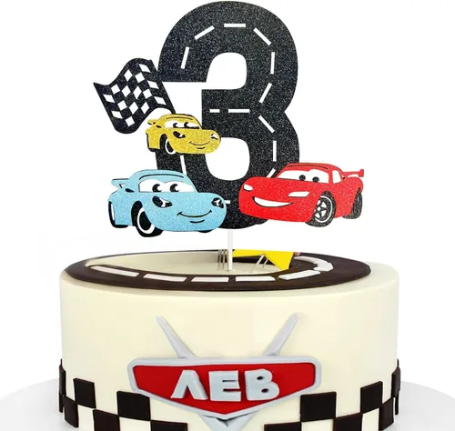 Vista 3 de MEMOVAN Decoración para Pastel de Auto de Carreras 2do Decoración para Pastel Two Fast Decoración para Pastel de Auto de Carreras Cumpleaños para 1