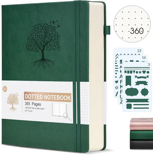 Vista 14 de Ansopu Cuaderno de puntos, 360 páginas numeradas, cuadrícula de puntos, de 8.5 x 11 pulgadas, papel de punto de 3.53 oz/m², tapa dura gruesa