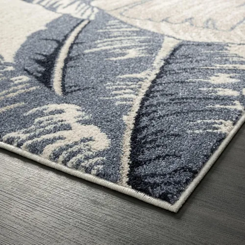 Vista 4 de Abani Tropical Design - Alfombra contemporánea con estampado de hojas azules y beige, 5 pies 3 pulgadas x 7 pies 6 pulgadas (5 x 8), no se