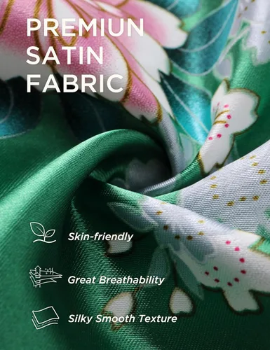 Vista 6 de BABEYOND Kimono de mujer bata larga con pavo real y flores estampado Kimono camisón