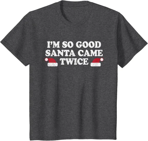 Vista 33 de Camiseta de Navidad con texto en inglés "I'm so good Santa came tware" Negro