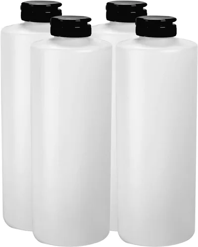 Vista 9 de Pinnacle Mercantile Botellas de condimento de plástico fáciles de apretar con tapa abatible negra, 8 onzas, juego vacío 6