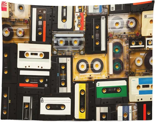 Vista 2 de Loccor Cintas de casete retro de los años 80 y 90, cinta de casete de audio musical para colgar en la pared para música retro, conciertos
