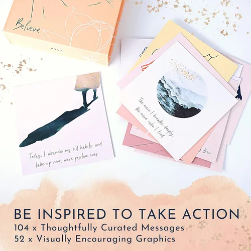 Vista 7 de RYVE 52 tarjetas de afirmación positiva para mujeres, indicaciones de atención plena con citas inspiradoras para motivación diaria y meditación