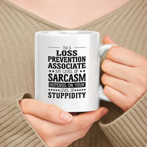 Vista 58 de Taza de cerámica blanca de regalo para Armed Guard de 11 oz y 15 oz - Mi nivel de sarcasmo depende de tu nivel
