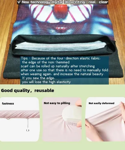 Vista 4 de Polainas para el cuello, protección solar UV sin costuras, bandana de calavera sin costuras, máscara de Gator Joker para hombres y mujeres, deportes