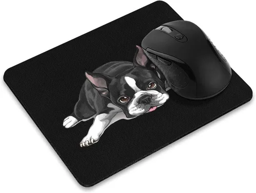 Vista 9 de WIRESTER Alfombrilla de mouse rectangular antideslizante, tapete de mouse rectangular para perro American Pit Bull Terrier acostado y mirando hacia