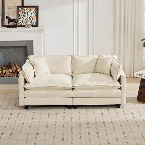 Vista 3 de Sofá modular modular de felpilla beige de 78 pulgadas para sala de estar, sofá modular de felpilla beige para sala de estar, sofás para sala