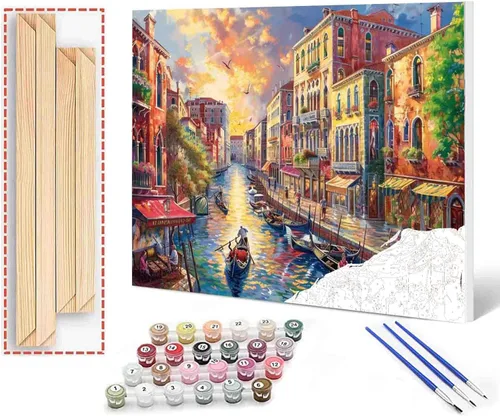 Vista 10 de Tucocoo Bumbers - Pintura de paisaje de puerta para adultos, paisaje de lago, pintura por números, pintura acrílica, lienzo junto al lago, plantas