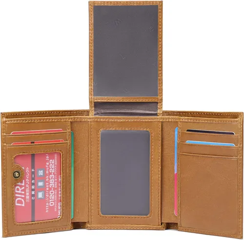 Vista 20 de FALAN MULE Cartera de cuero genuino con bloqueo RFID para hombre con cremallera bolsillo para monedas, ventana de identificación ABA-negro