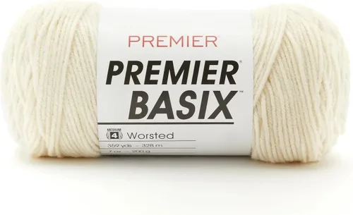 Vista 39 de Premier Yarns Basix, hilo de estambre sólido, hecho de acrílico, hilo ideal para ganchillo y tejido, color blanco, 359 yardas