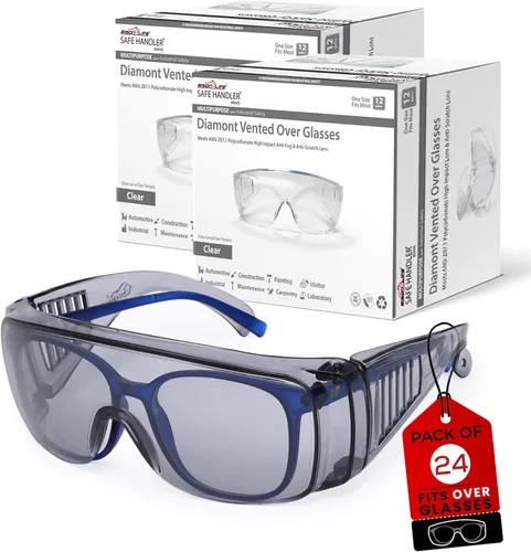 Vista 11 de SAFE HANDLER BISON LIFE Diamont Vented Over Glasses Safety Glasses Meets ANSI Z87.1, Impact Resistant Polycarbonate Lens
