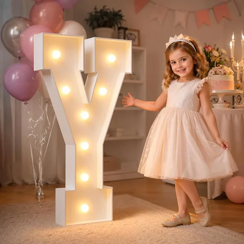Vista 100 de imprsv Letras iluminadas grandes de 3 pies, letras iluminadas de marquesina para fiesta de cumpleaños (3 pies, letra y )