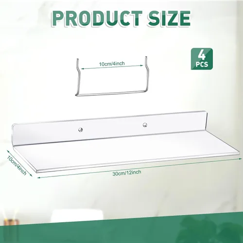 Vista 3 de Lounsweer Juego de 4 estantes de acrílico transparente con ganchos de metal, organizador de accesorios para exhibición de tableros de clavijas