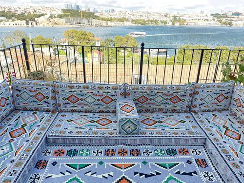 Vista 2 de arabicsofa Cojines de piso grises en forma de U - Juego de asientos Majlis modulares hechos a mano
