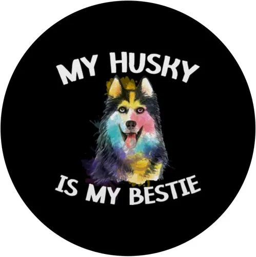 Vista 3 de My Husky Is My Bestie Siberian Husky Dog Lover Puppy PopSockets intercambiables PopGrip
