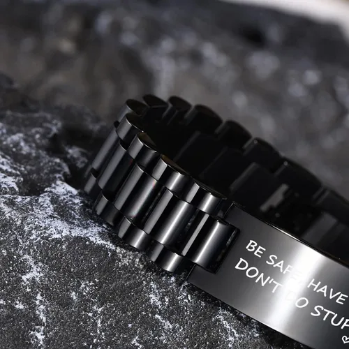 Vista 7 de MEALGUET - Pulsera de acero inoxidable con texto inspirador grabado, regalo de cumpleaños, de graduación, de mamá o papá, regalo de Navidad
