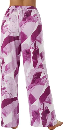 Vista 4 de CHAUKAREAUL Women Wide-Leg Trousers, Leaves Print Drawstring Elastic Waist Yoga Pants, SMLXLXXLXXXL