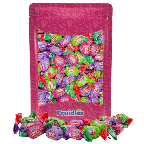Vista 5 de Fruidles Bolas de goma de mascar de doble burbuja con sabor a frutas originales y mixtas, golosinas de bufé de caramelos, parve certificado Kosher