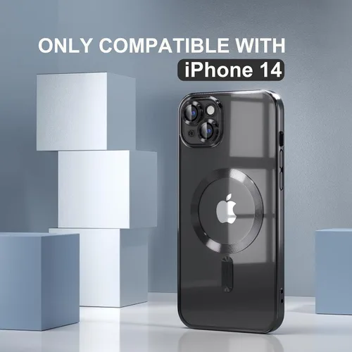 Vista 2 de Misea Funda magnética para iPhone 14 compatible con MagSafe [nunca amarillenta] [protección contra caídas de grado militar] protector completo
