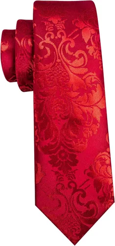 Vista 6 de Barry.Wang Conjunto de corbata de flores de cachemira para hombre, corbata, bolsillo tejido, eslabones cuadrados para boda