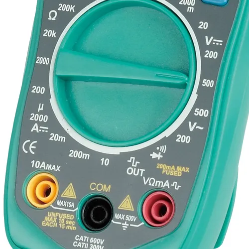 Vista 3 de Pro'sKit MT-1233D Mustimetro digital, 3 1/2 dígitos 1999 cuentas, DCV 500V, ACV 500V, DCA 10A, resistencia 200MΩ, salida de señal cuadrada 50Hz