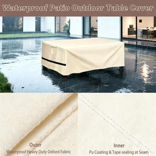 Vista 3 de Cubierta rectangular para mesa de café al aire libre, 40 pulgadas Beige