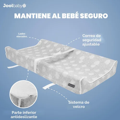 Vista 5 de Jool Baby Serenity Almohadilla de Cambio Suave + Funda Lavable, Antideslizante - Se Adapta a Mesas de Cambio y Cómodas Estándar