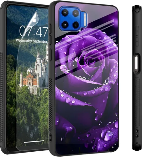 Vista 69 de Funda para Motorola Moto Edge 2022, cubierta trasera de vidrio templado con protector de pantalla, funda protectora a prueba de golpes para Motorola