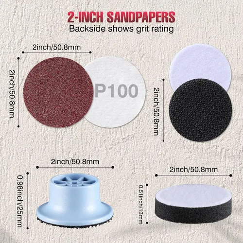 Vista 4 de LET'S RESIN LRP-2393 Kit de accesorios de lijadora de resina 4 en 1, 203 piezas de lijas de gancho y bucle de 2 pulgadas, disco de lijado y 2