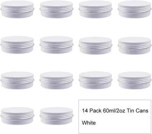 Vista 5 de BENECREAT Paquete de 14 latas de lata de 2 onzas con tapa de rosca redonda de aluminio con tapa de tornillo, ideal para almacenar especias, dulces 2