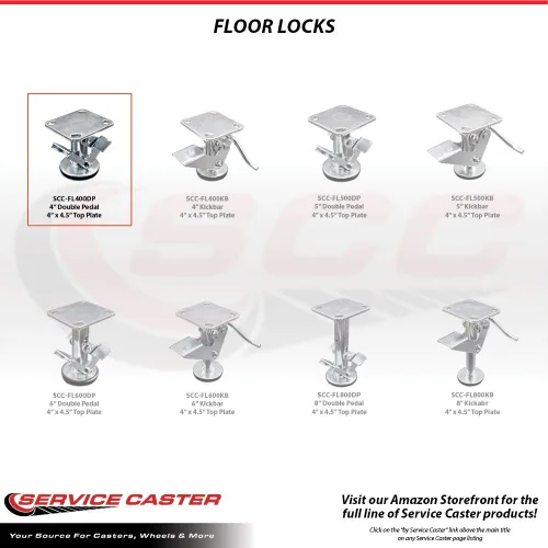 Vista 4 de Service Caster Cerradura de piso de doble pedal de 4 pulgadas con placa superior - Marca Service Caster