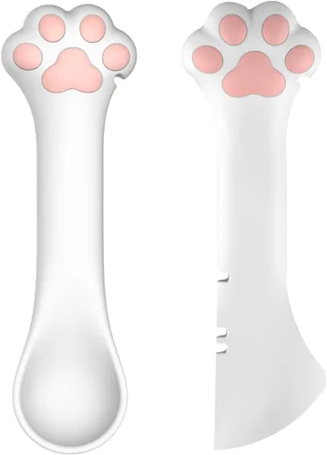 Vista 8 de Joyinjojo 2 Pack Cuchara para Comida de Perro y Gato, Linda Cuchara Abrelatas de Silicona con Forma de Pata de Mascota para Comida Húmeda y Enlatada