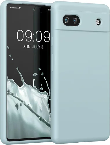Vista 75 de kwmobile Funda Compatible con Google Pixel 6 Pro - Funda de teléfono de silicona TPU con acabado suave - Azul Arrecife