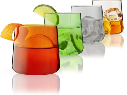 Vista 6 de Viski Aurora Tumblers - Copas de vino de colores, divertidas copas de cóctel teñidas en transparente, gris, verde y ámbar, aptas para lavavajillas