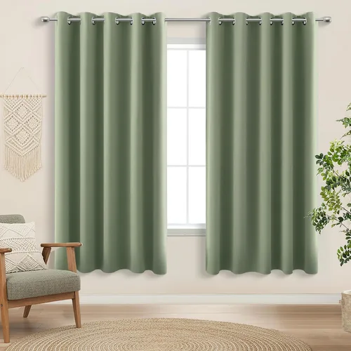 Vista 134 de KOUFALL Cortinas de Baño Aqua para Ventana, Juego de 2 Paneles Decoración Costera Cortinas Cortas Opacas para Ventana Pequeña de Cocina Puerta