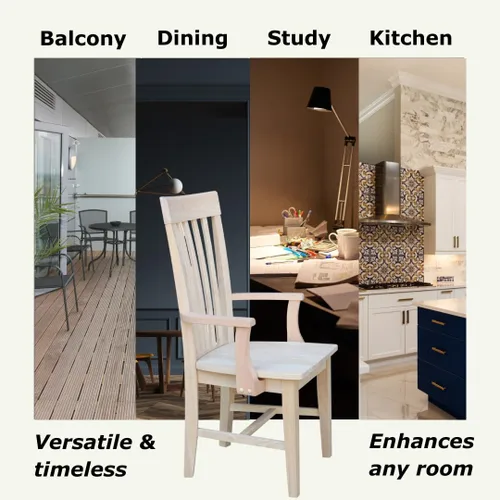 Vista 4 de IC International Concepts, Silla de misión alta con brazos 40 "H, sólido Parawood sillas de comedor, construcción de asiento de caja, muebles