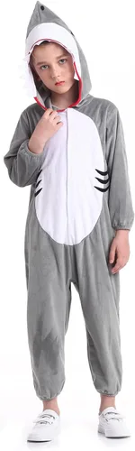Vista 2 de Disfraz unisex de animales para niños, pijama de animales con capucha de felpa, para Halloween, carnaval, animal, para niños y niñas