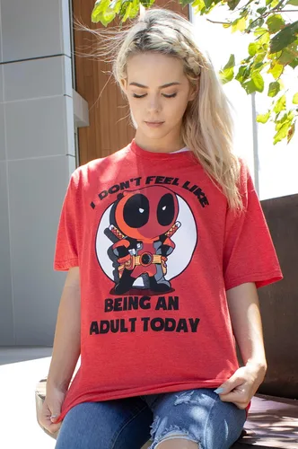 Vista 3 de Marvel Deadpool Dont Feel Like Being an Adult - Camiseta para adultos Rojo brezo