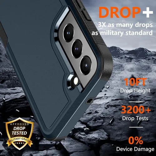 Vista 2 de SPIDERCASE Funda para Samsung Galaxy S22 5G, [protección contra caídas de grado militar de 10 pies] Antideslizante [Paquete de 2] Protector de Azul