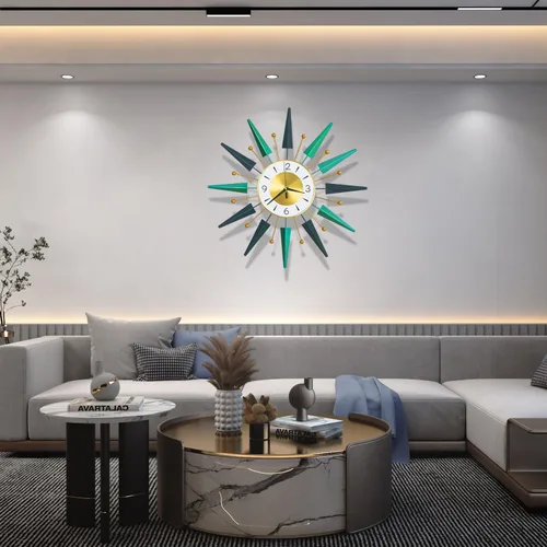 Vista 7 de Reloj grande silencioso de mediados de siglo sin tictac, reloj de pared grande de 23.6 pulgadas decorativo de metal, decoración moderna