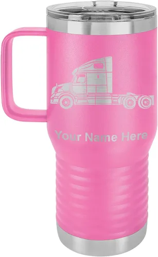 Vista 25 de LaserGram Taza de café aislada al vacío de 15 onzas, cabina de camión, grabado personalizado incluido (negro)