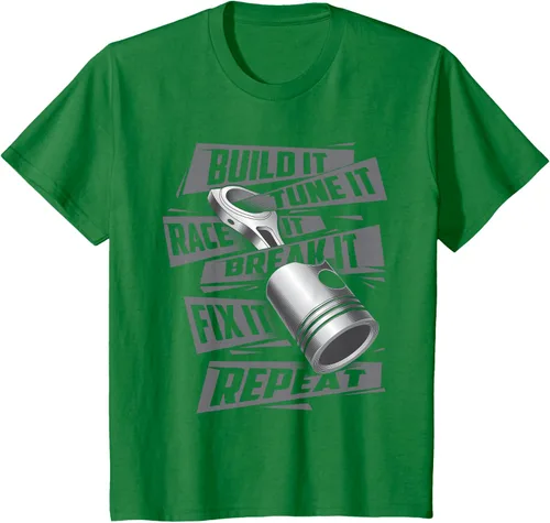 Vista 48 de Build It Tune It Race It Break It - Camiseta para entusiastas de los coches de carreras, talla S Negro