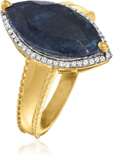 Vista 3 de Ross-Simons Anillo de zafiro de 460 quilates con diamantes de 12 quilates en oro de 18 quilates sobre plata esterlina