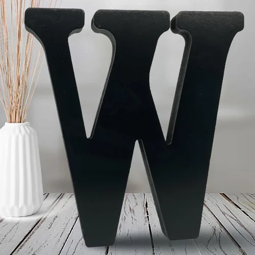 Vista 22 de AOCEAN Letras de madera negra de 8 pulgadas, letras de madera sin terminar para decoración de Halloween, letras decorativas de pie, decoración